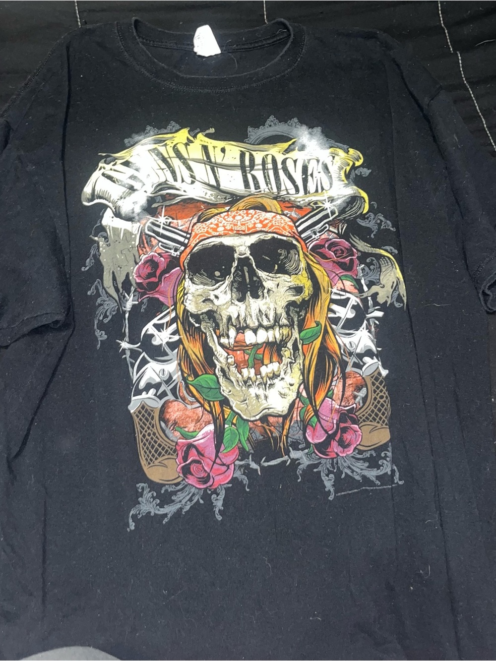 Guns N' Roses 2013 tour Black Graphic Skull destroyed Band Tee 2x XXL